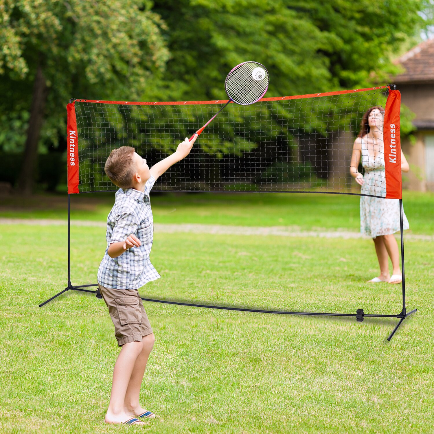 Kinbor Portable Badminton Net Adjustable Sport Net Set for Tennis, Soccer Tennis, Pickleball, Volleyball Freestanding Net for Indoor, Outdoor, Beach, Backyard with Carrying Case